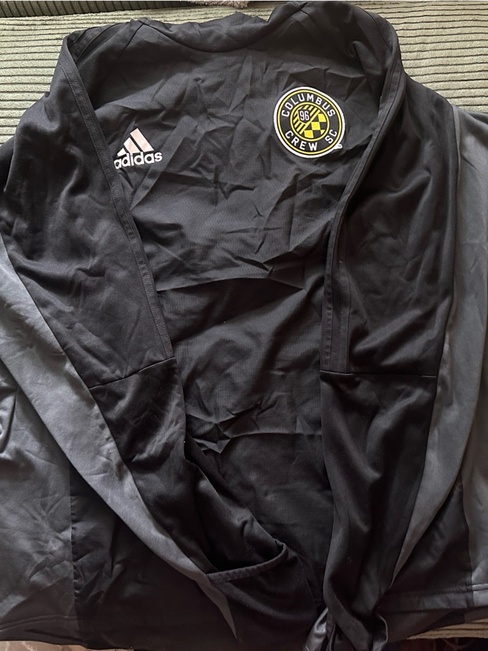 adidas Black Columbus Crew Team Jacket with Gray Trim